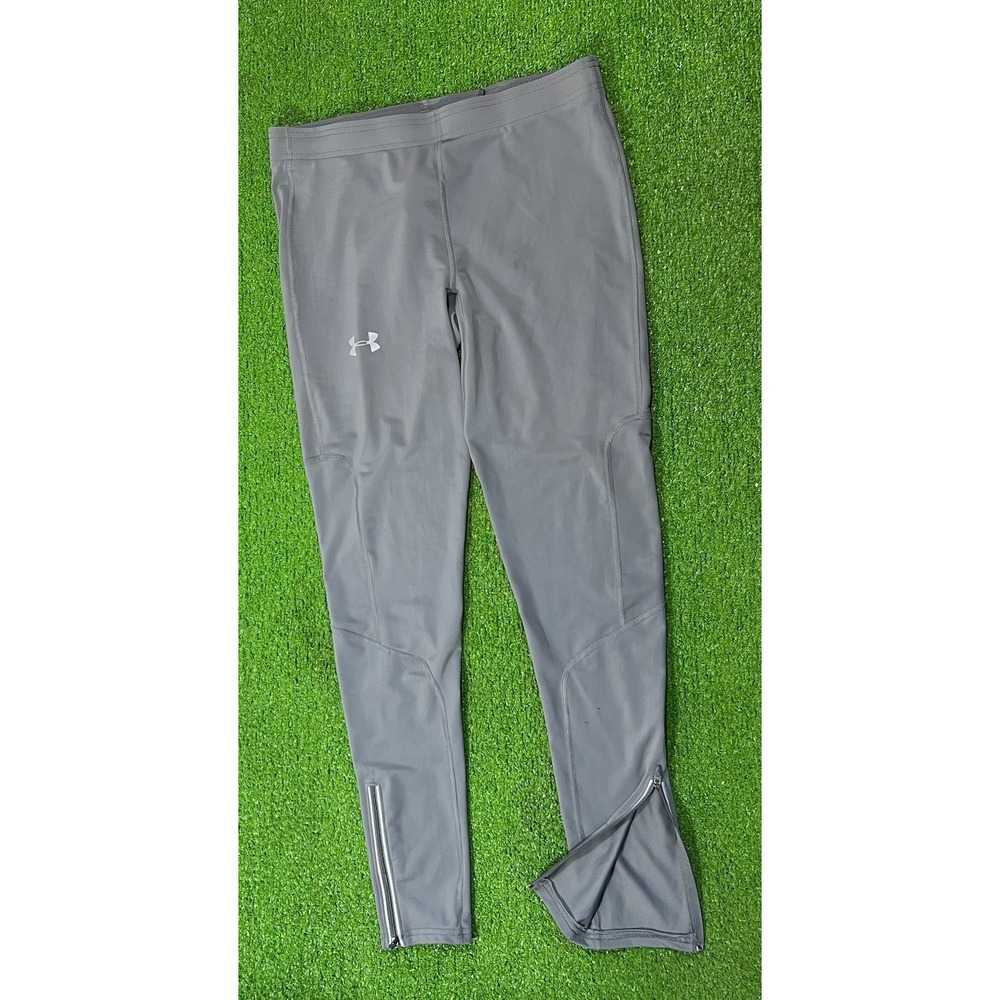Under Armour Compression Tights Men L Fly Fast Training Ankle Zip Back Pocket